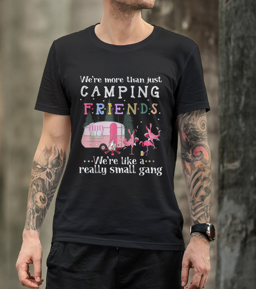 We're More Than Just Camping Friends Flamingo Like A Really Small Gang T-Shirt