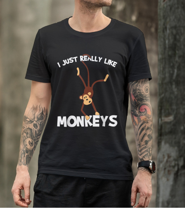 I Just Really Like Monkeys Playful Monkey Handstand T-Shirt