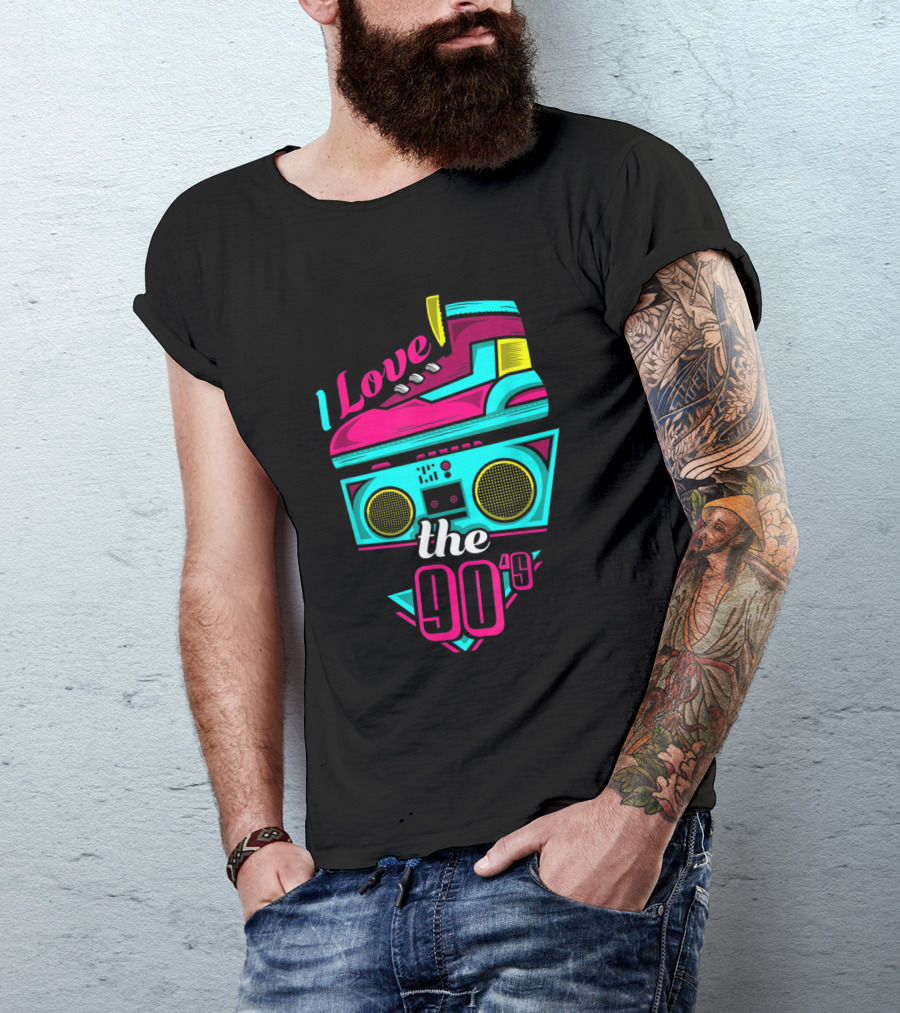 I Love The 90s Boombox And Sneaker Retro Party T-Shirt