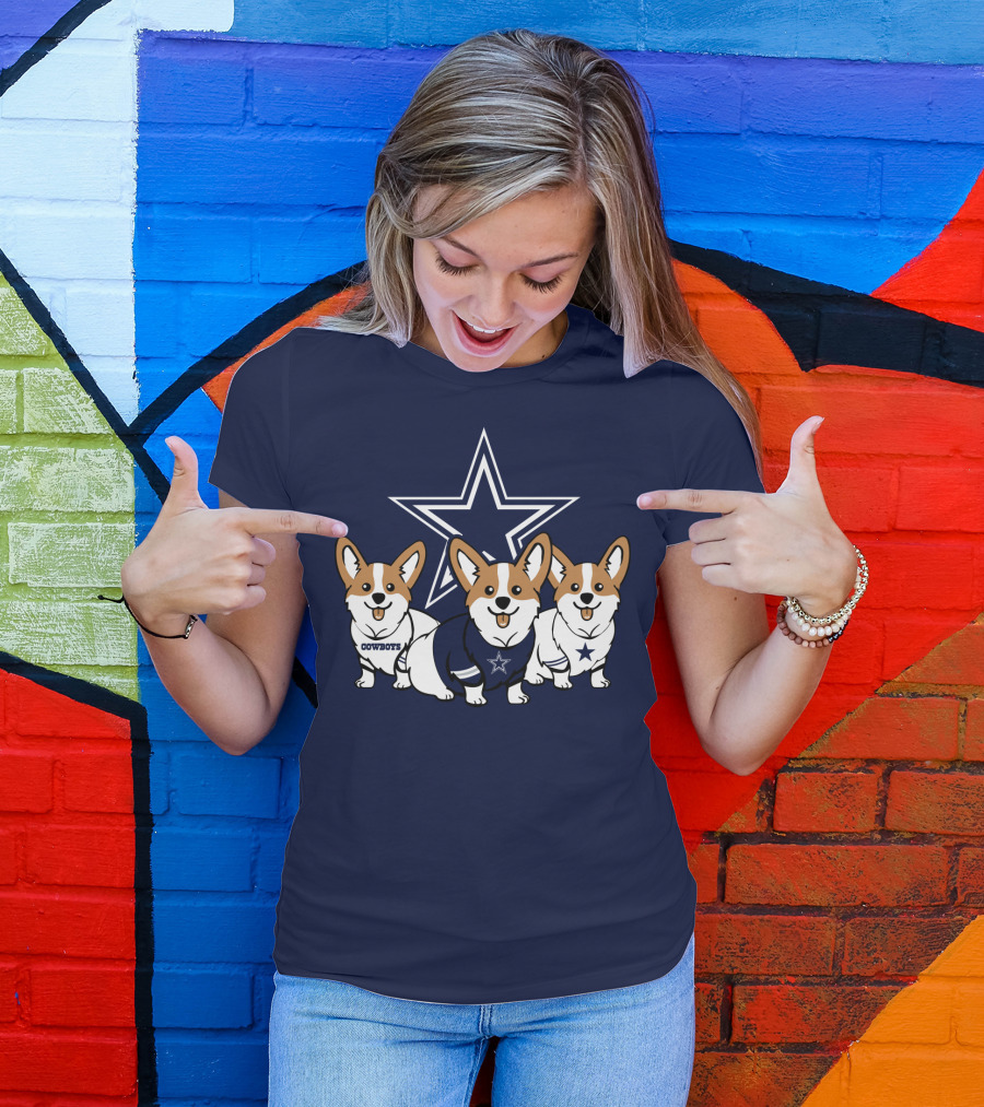 Dallas Cowboys Corgi Trio T-Shirt