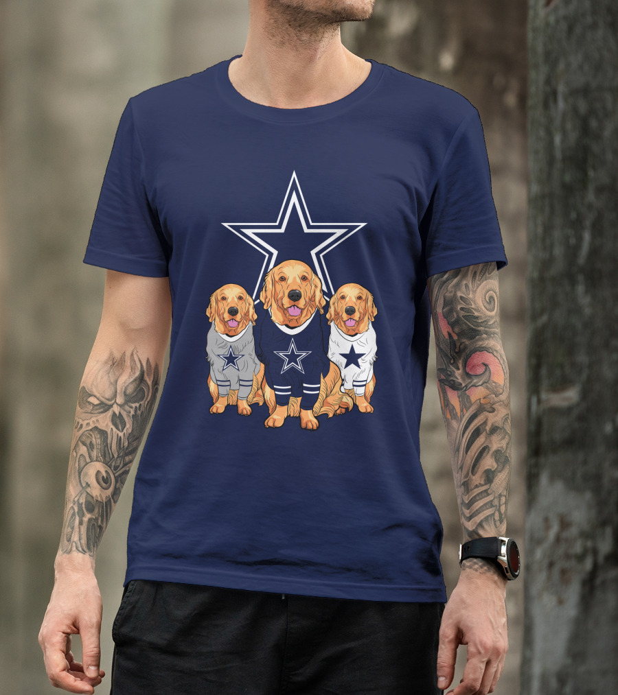 Dallas Cowboys Golden Retrievers Trio T-Shirt