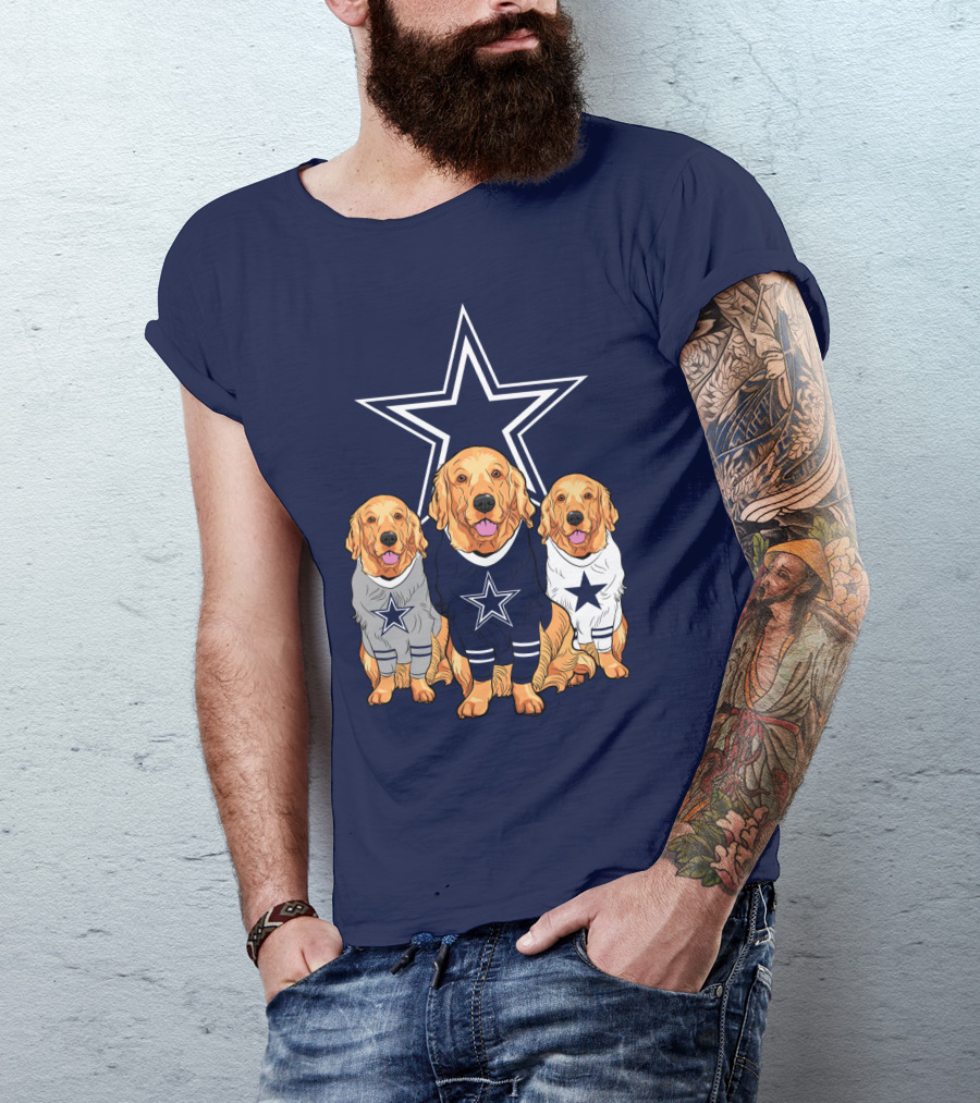 Dallas Cowboys Golden Retrievers Trio T-Shirt