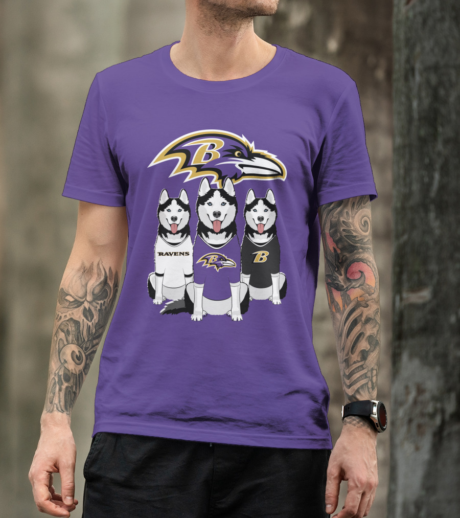Ravens Husky Trio With Baltimore Ravens T-Shirt