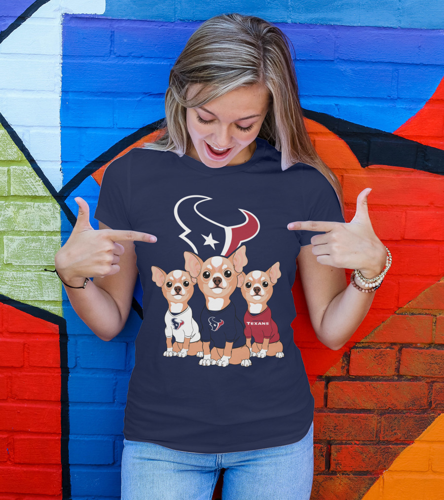 Houston Texans Chihuahua Trio Fan T-Shirt