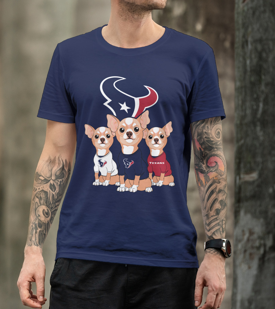 Houston Texans Chihuahua Trio Fan T-Shirt