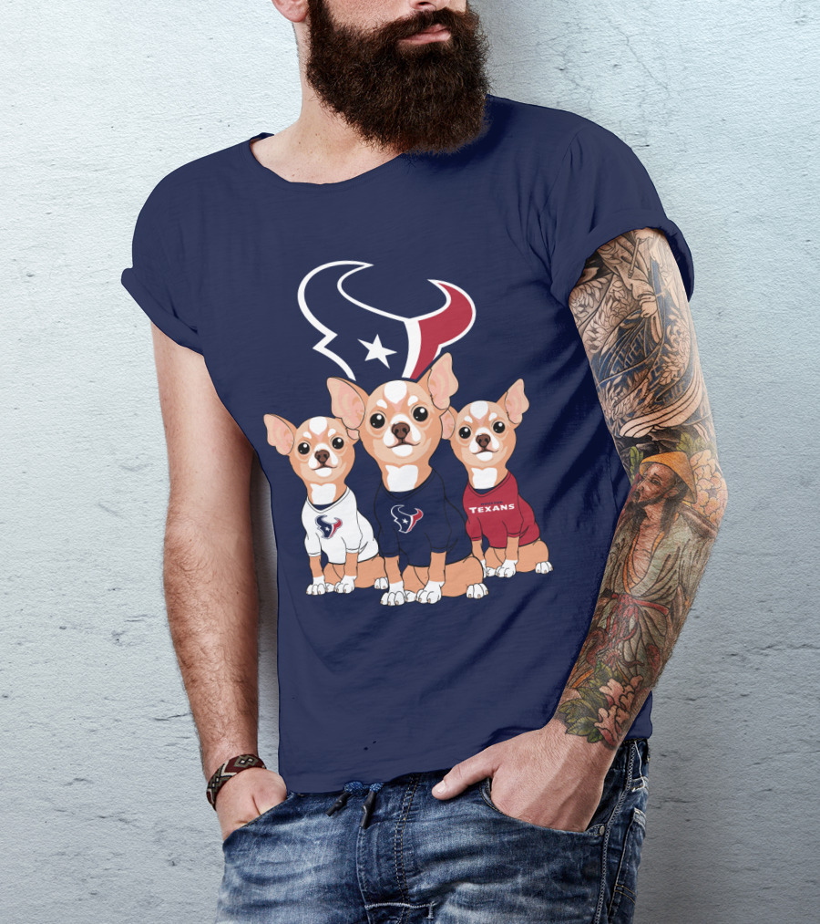 Houston Texans Chihuahua Trio Fan T-Shirt