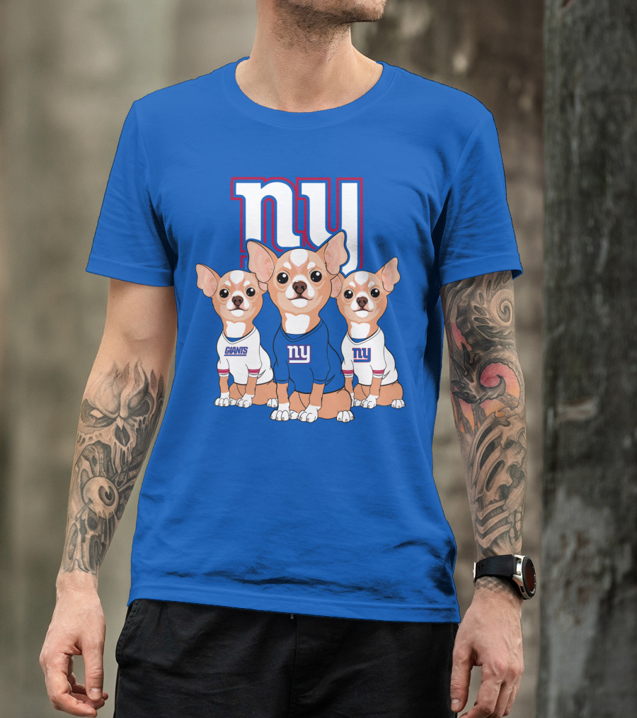 New York Giants Chihuahua Trio T-Shirt