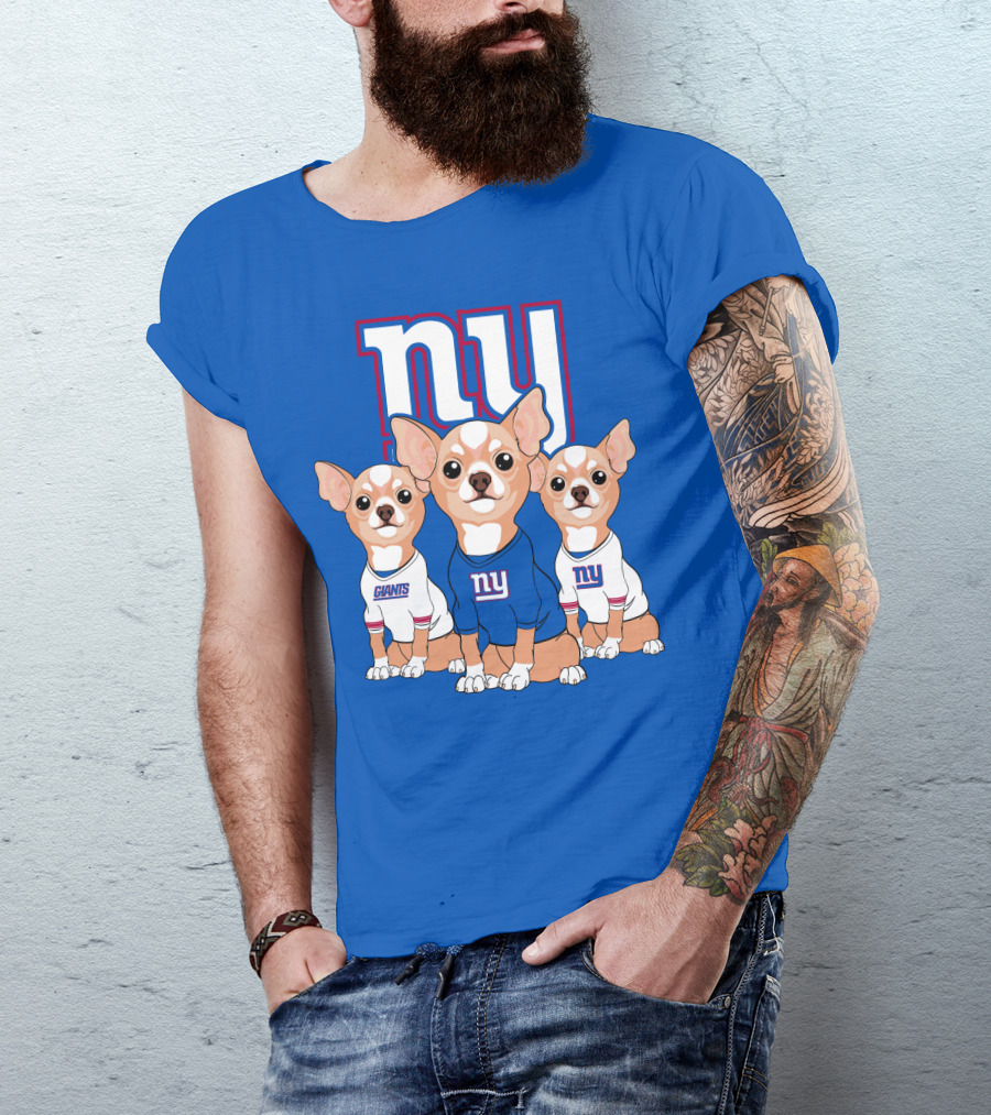 New York Giants Chihuahua Trio T-Shirt