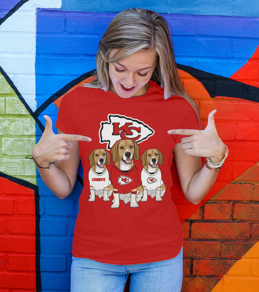 Kc Chiefs Beagle Trio Dogs T-Shirt