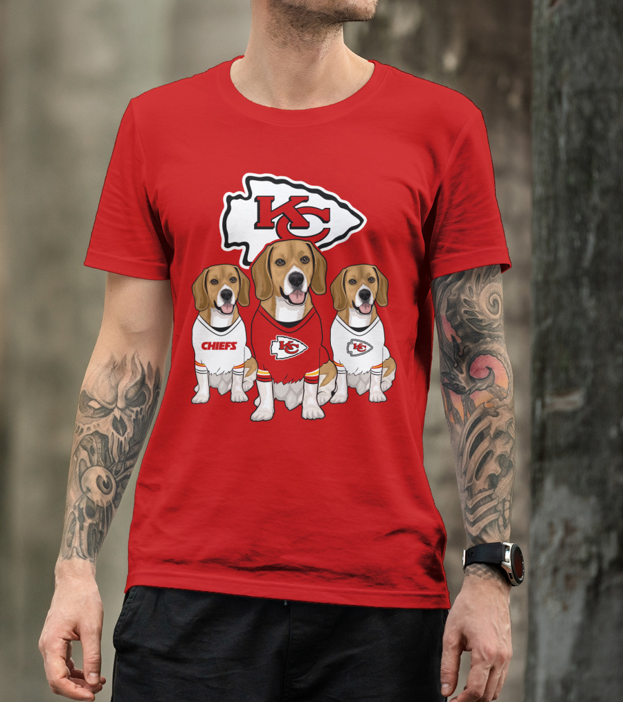 Kc Chiefs Beagle Trio Dogs T-Shirt