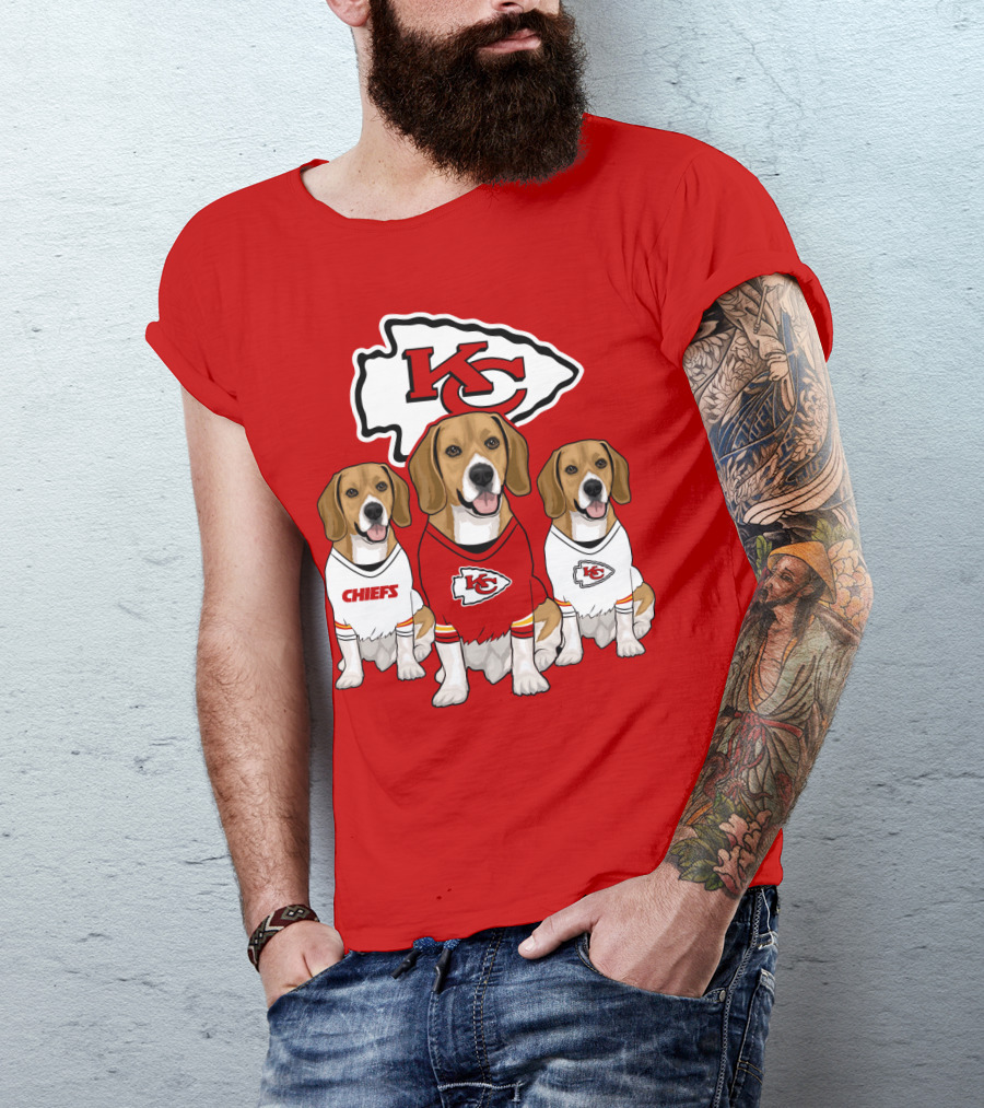 Kc Chiefs Beagle Trio Dogs T-Shirt