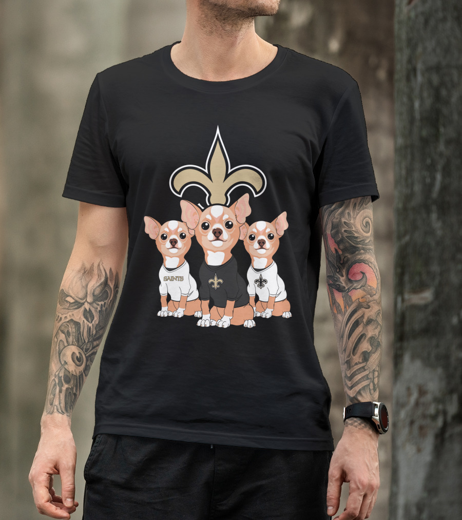  New Orleans Saints Chihuahua Trio T-Shirt