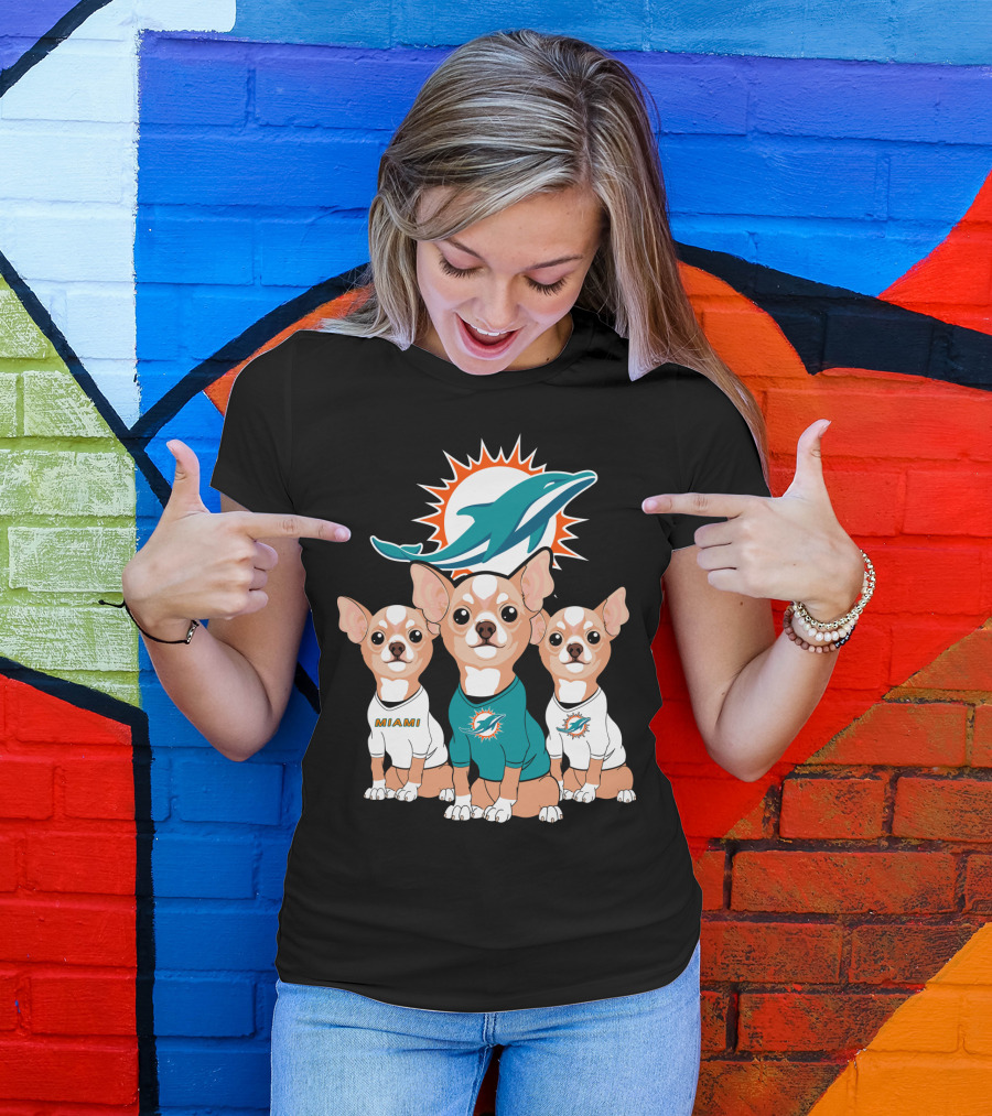 Miami Dolphins Chihuahua Trio T-Shirt