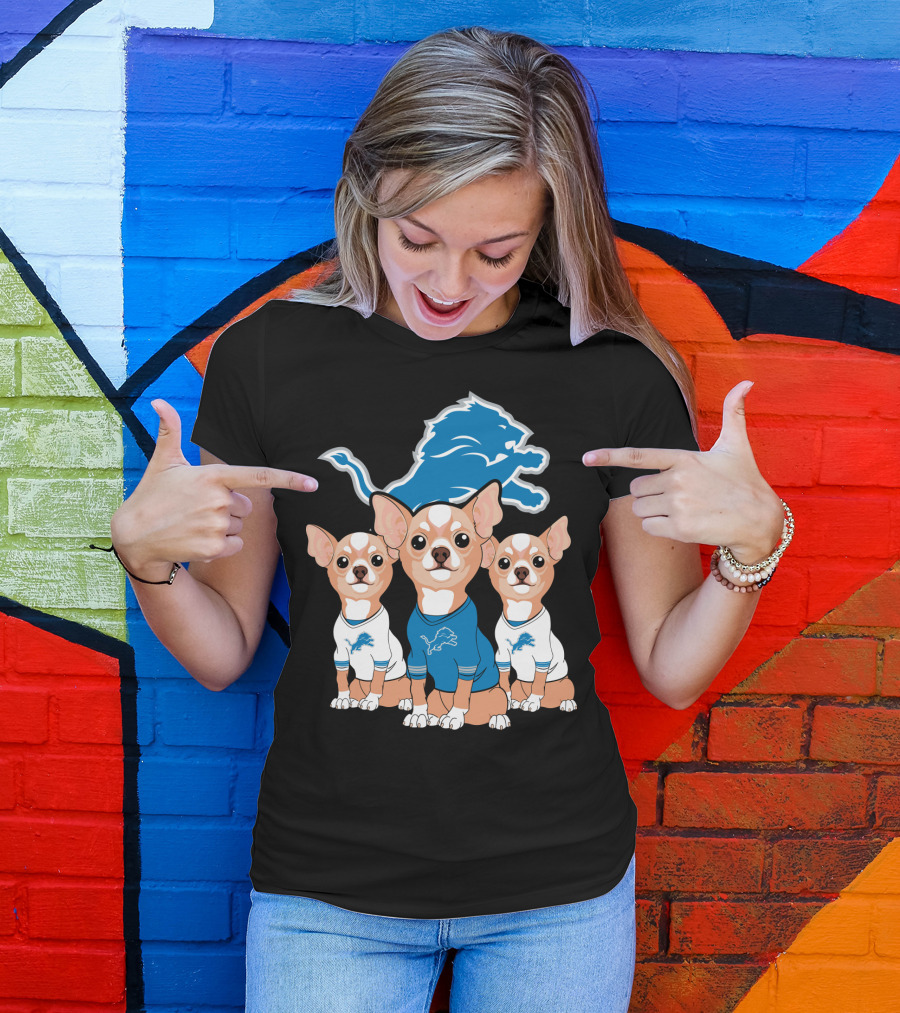 Detroit Lions Chihuahua Trio T-Shirt