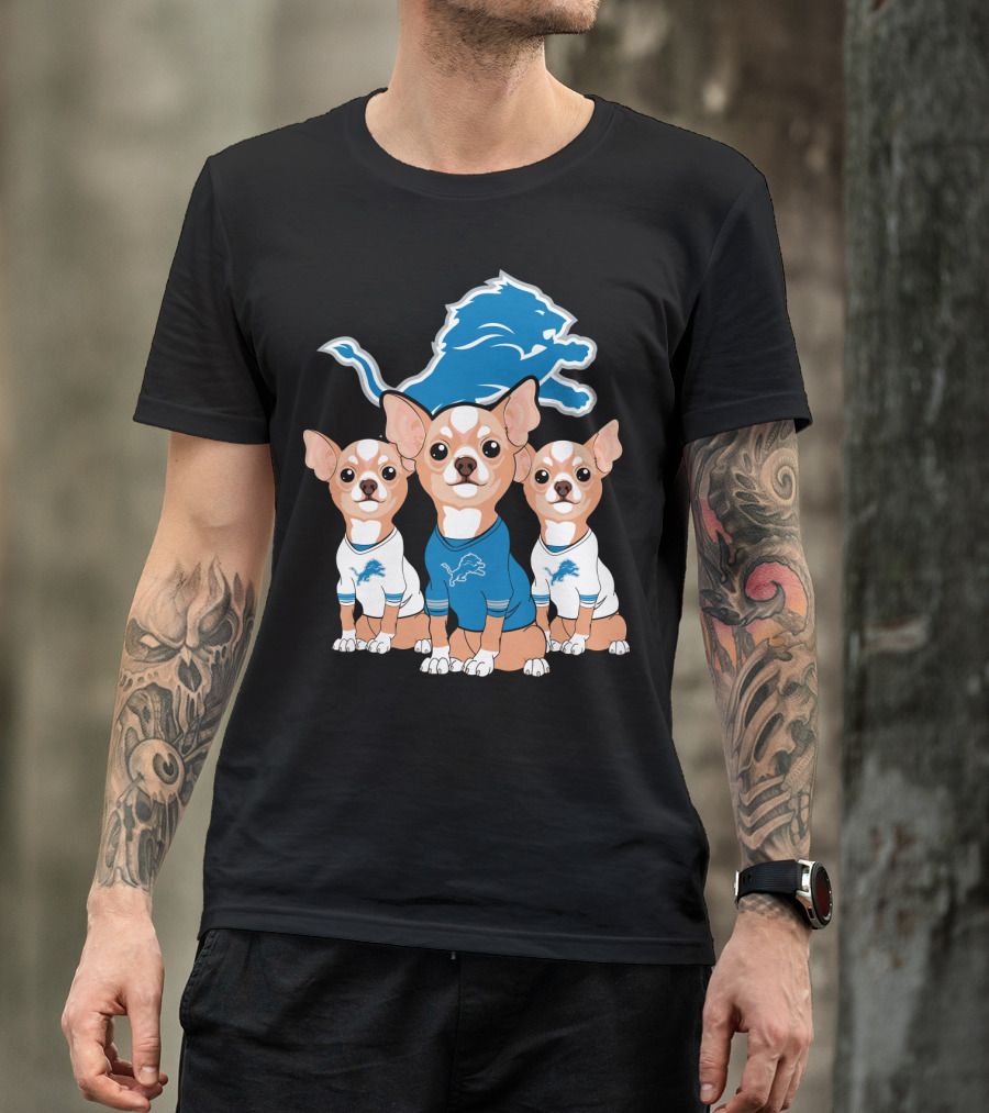 Detroit Lions Chihuahua Trio T-Shirt