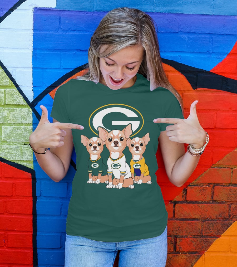 Green Bay Packers Chihuahua Trio T-Shirt