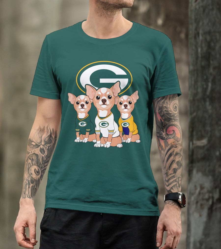 Green Bay Packers Chihuahua Trio T-Shirt