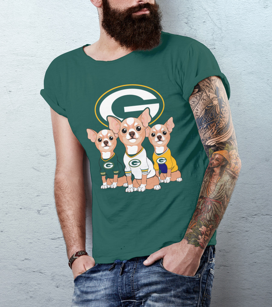 Green Bay Packers Chihuahua Trio T-Shirt
