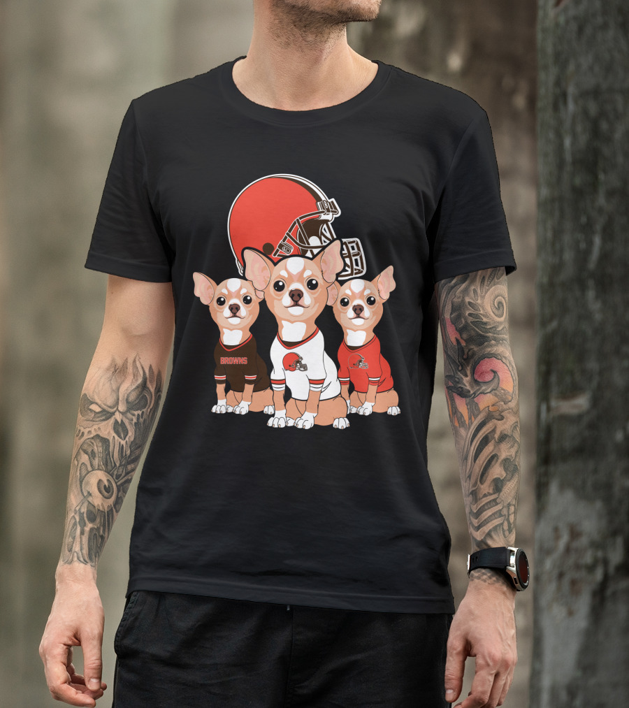 Browns Football Chihuahua Trio T-Shirt