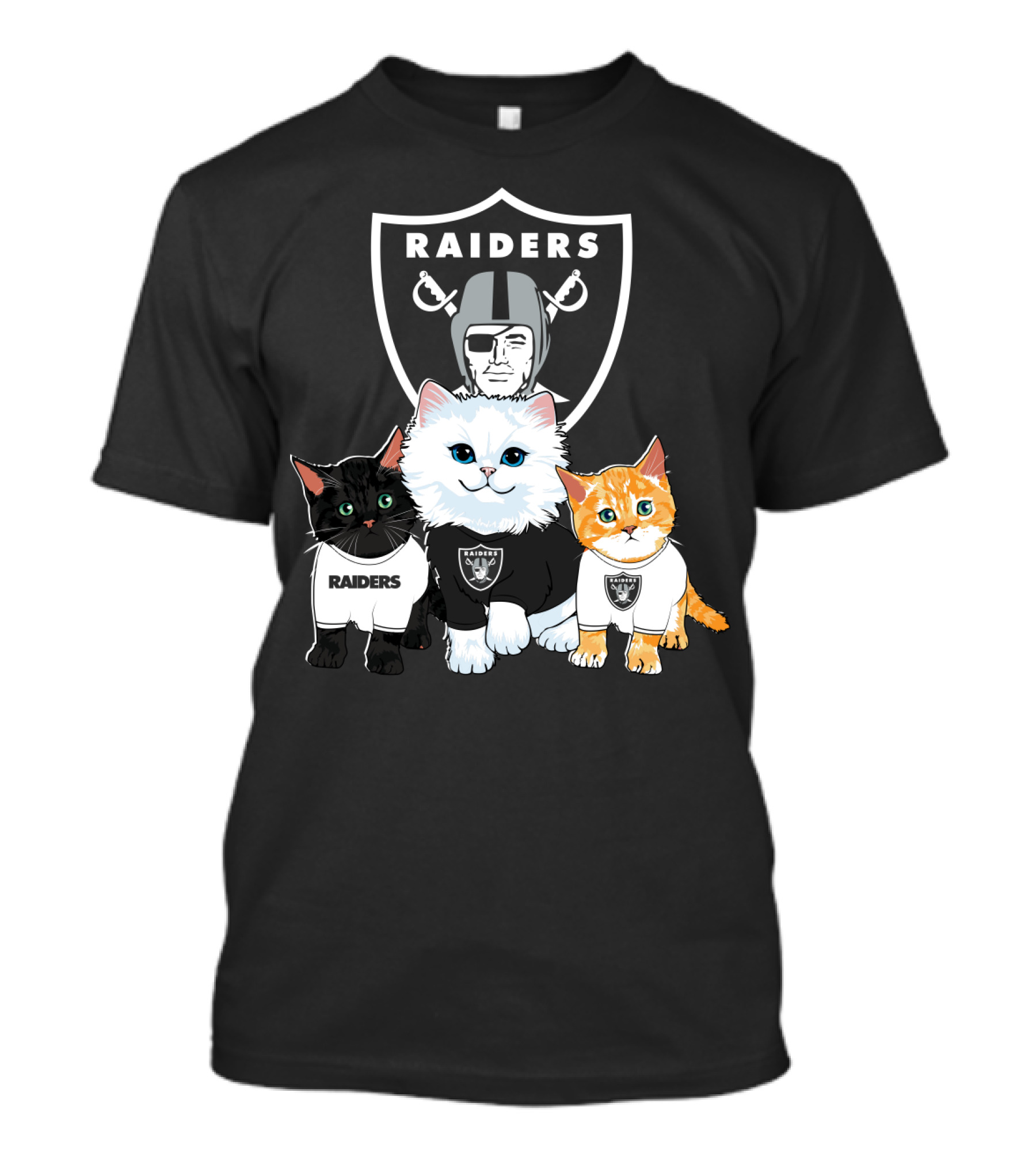 Raiders Football Team Cats With NFL Logo And Helmet Shield T-Shirt