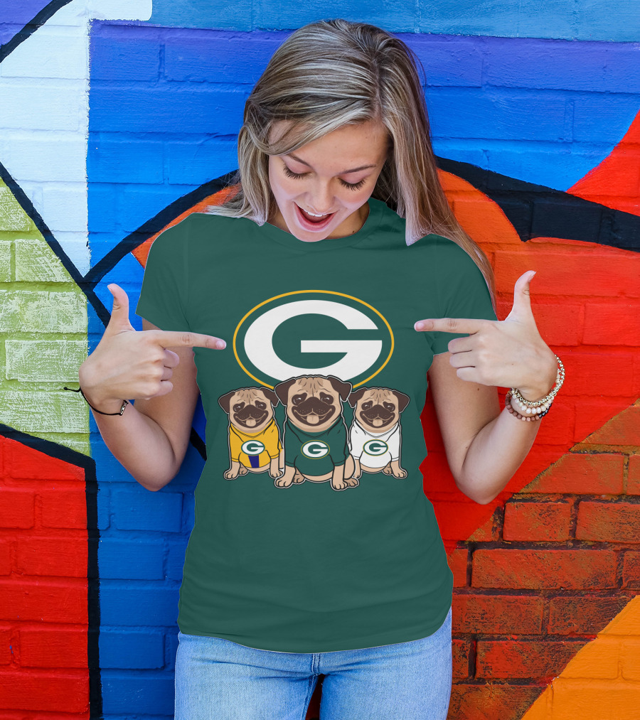 Green Bay Packers Pug Trio T-Shirt