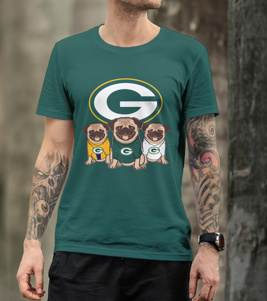 Green Bay Packers Pug Trio T-Shirt