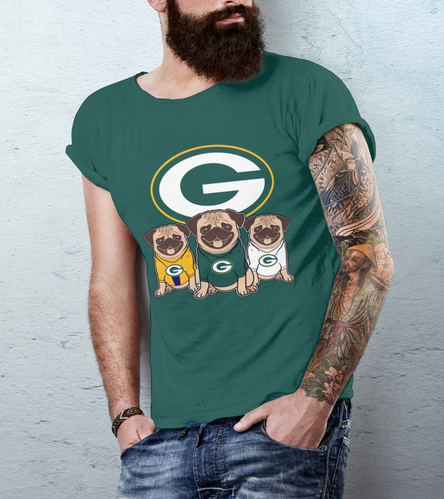 Green Bay Packers Pug Trio T-Shirt