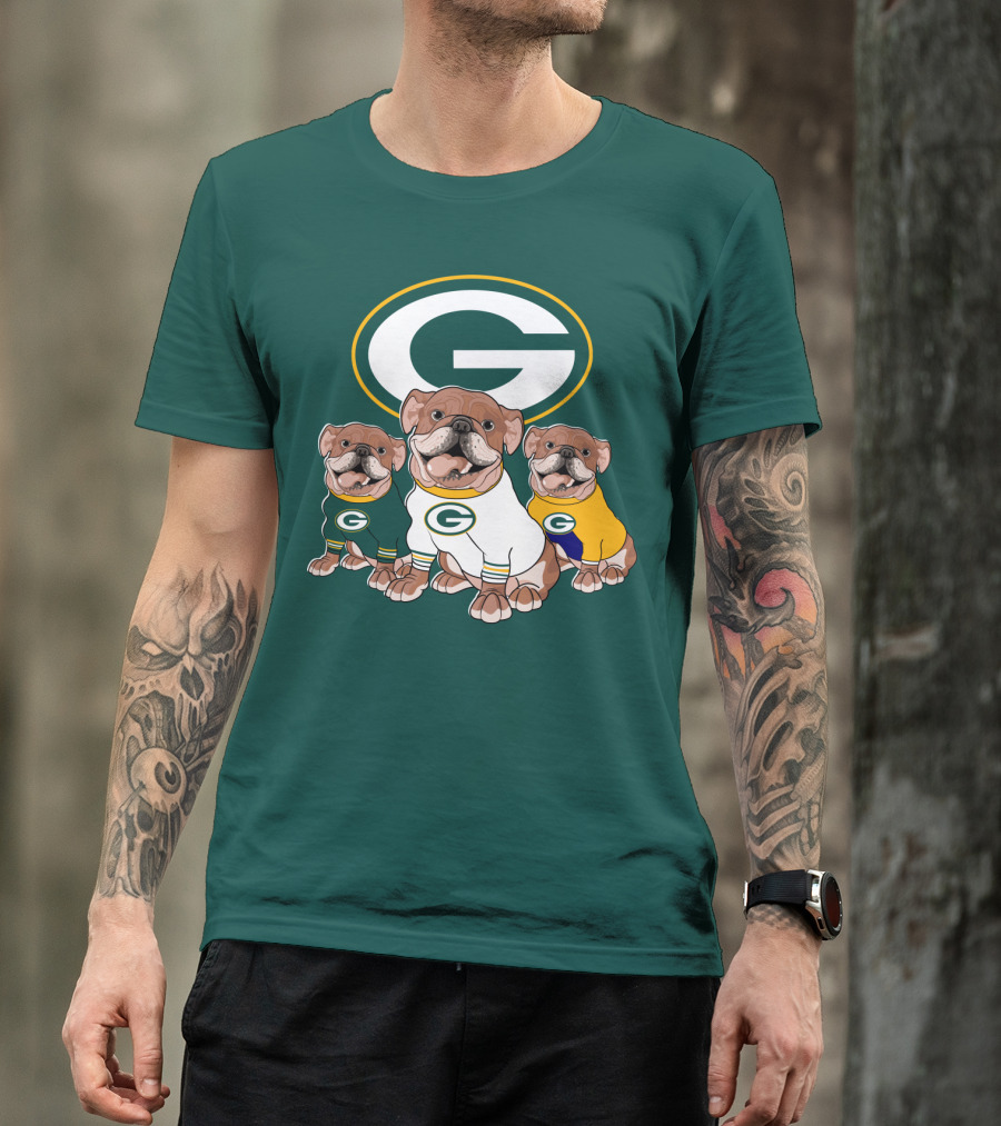 Bulldogs Wearing Green Bay Packers Jerseys T-Shirt