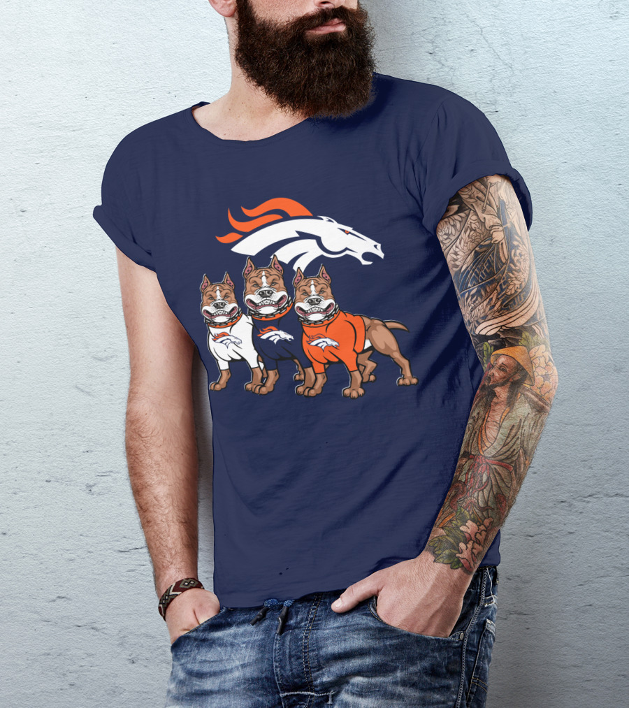 Denver Broncos With Pitbull T-Shirt