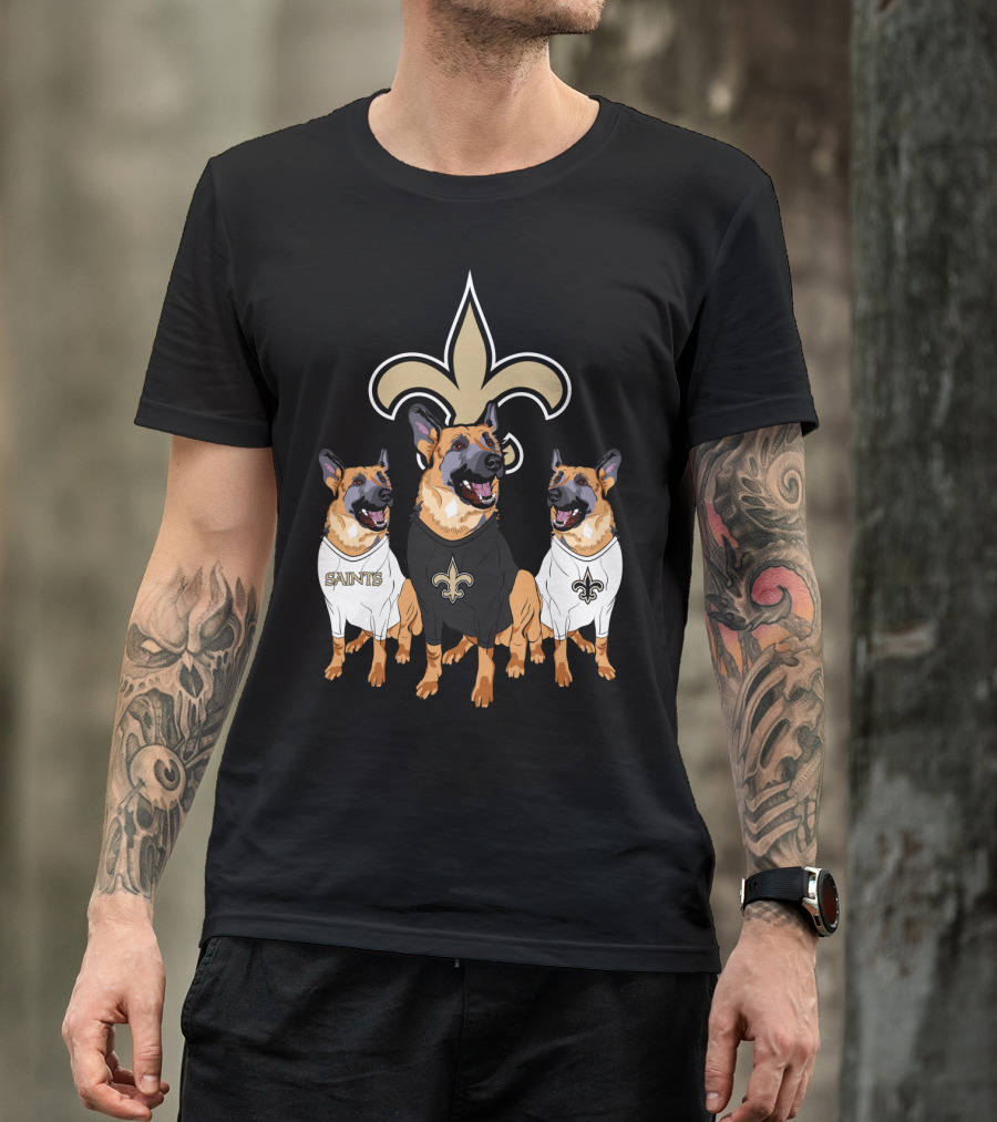 Saints Fleur-De-Lis German Shepherd Trio T-Shirt