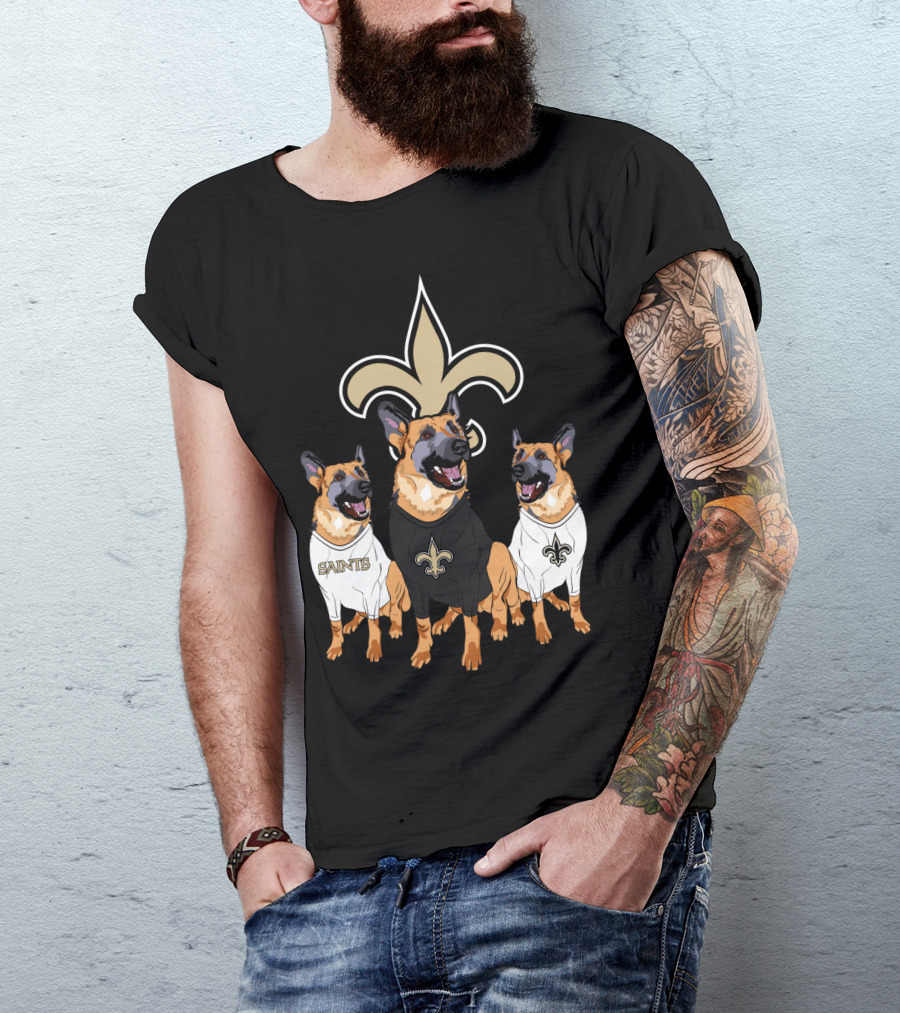 Saints Fleur-De-Lis German Shepherd Trio T-Shirt
