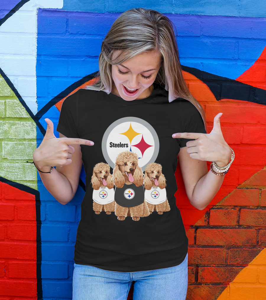 Pittsburgh Steelers Poodle Dogs Football Fan T-Shirt