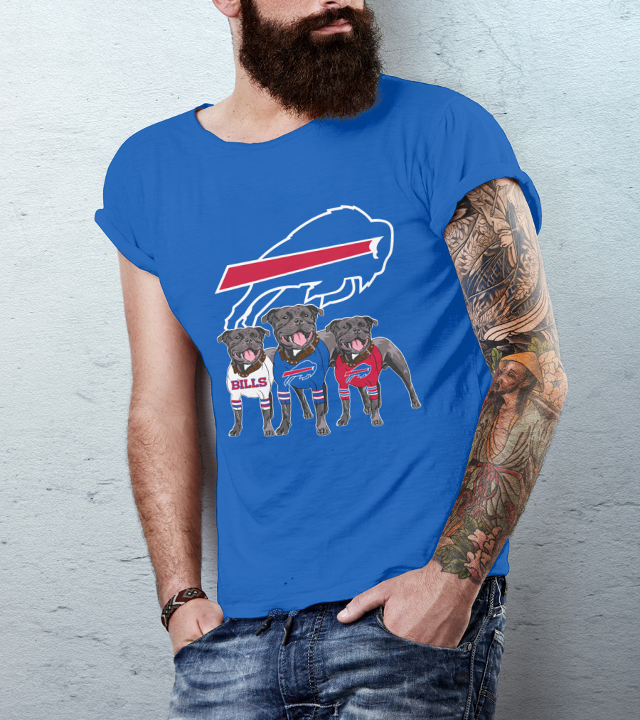 Buffalo Bills Pitbull Trio On Blue Buffalo T-Shirt