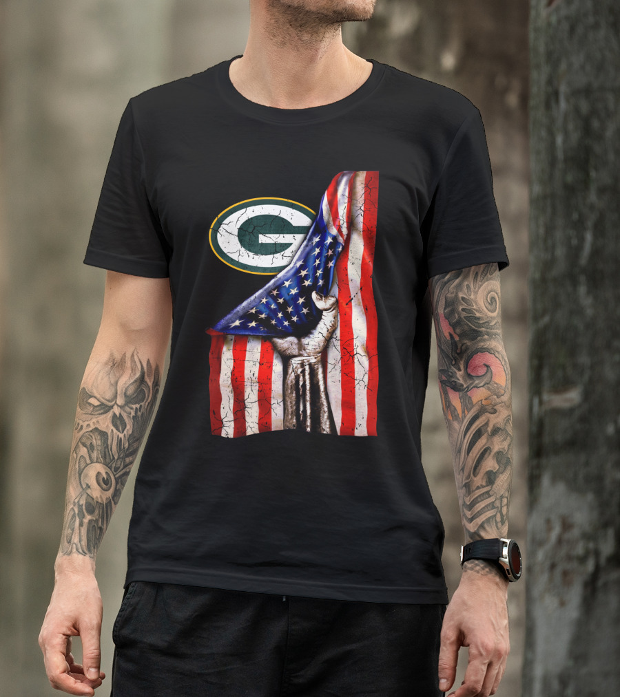 Patriotic Green Bay Packers American Flag Combination T-Shirt