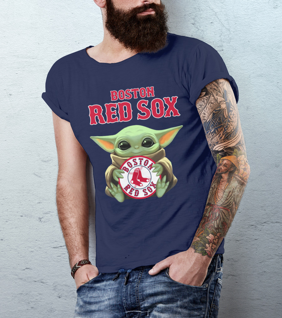Boston Red Sox Baby Yoda Holding Baseball Team T-Shirt
