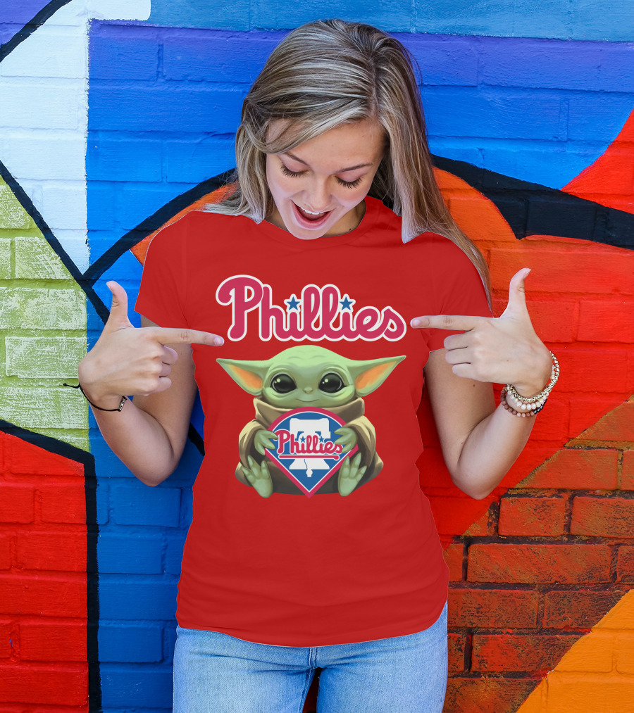 Phillies Baby Yoda Holding Phillies T-Shirt