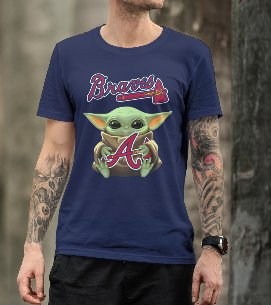 Braves BabyYoda Holding Atlanta Braves T-Shirt