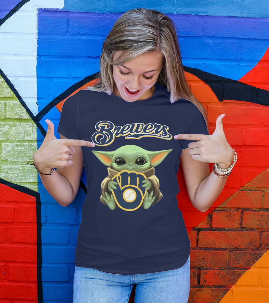 Brewers Baby Yoda Holding Milwaukee T-Shirt