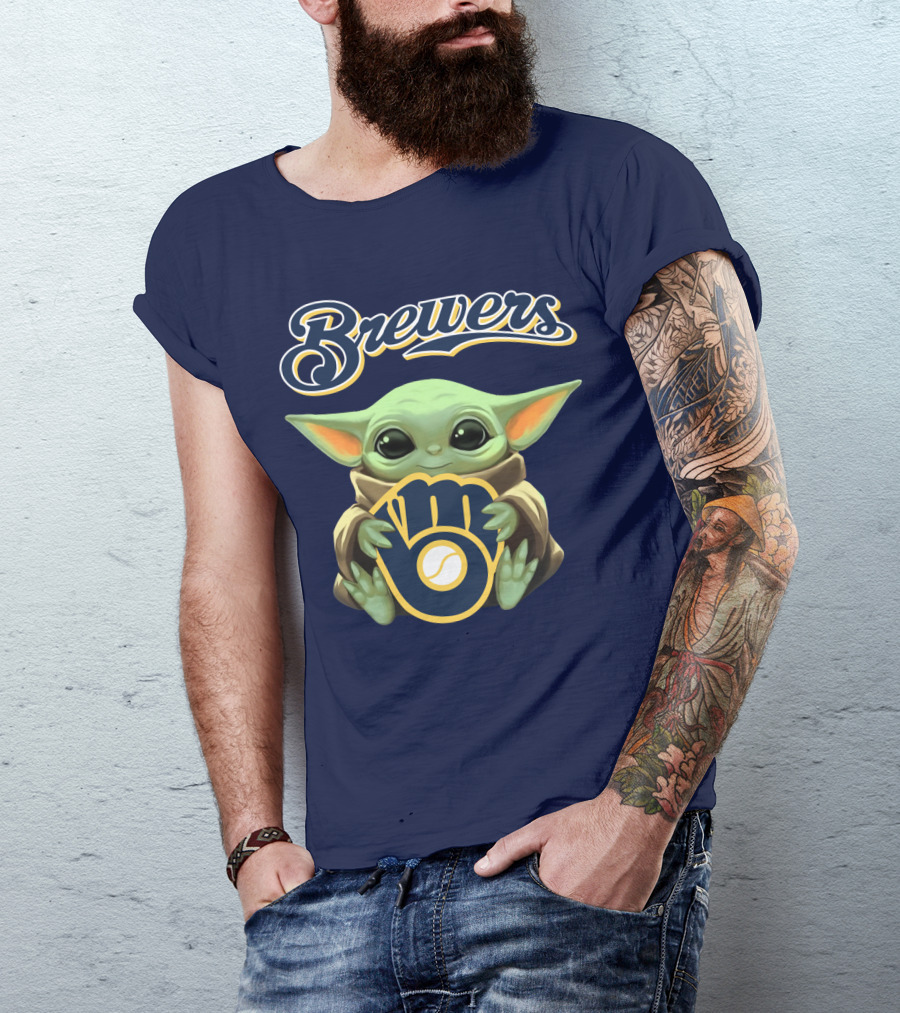 Brewers Baby Yoda Holding Milwaukee T-Shirt