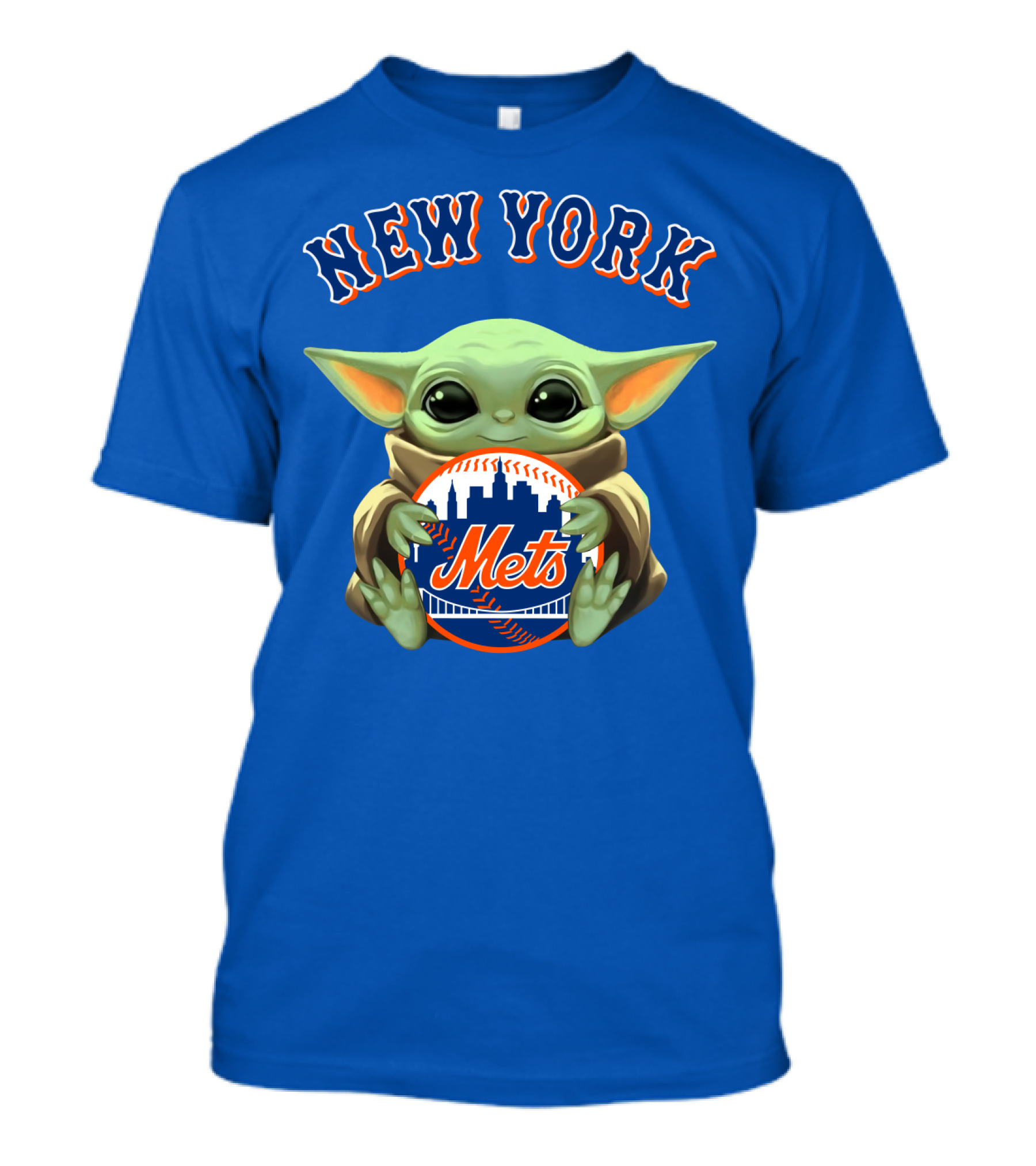 New York Mets Baby Yoda Holding Team T-Shirt