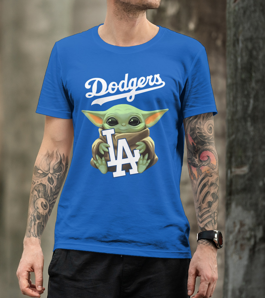 Dodgers Baby Yoda Holding La Team T-Shirt