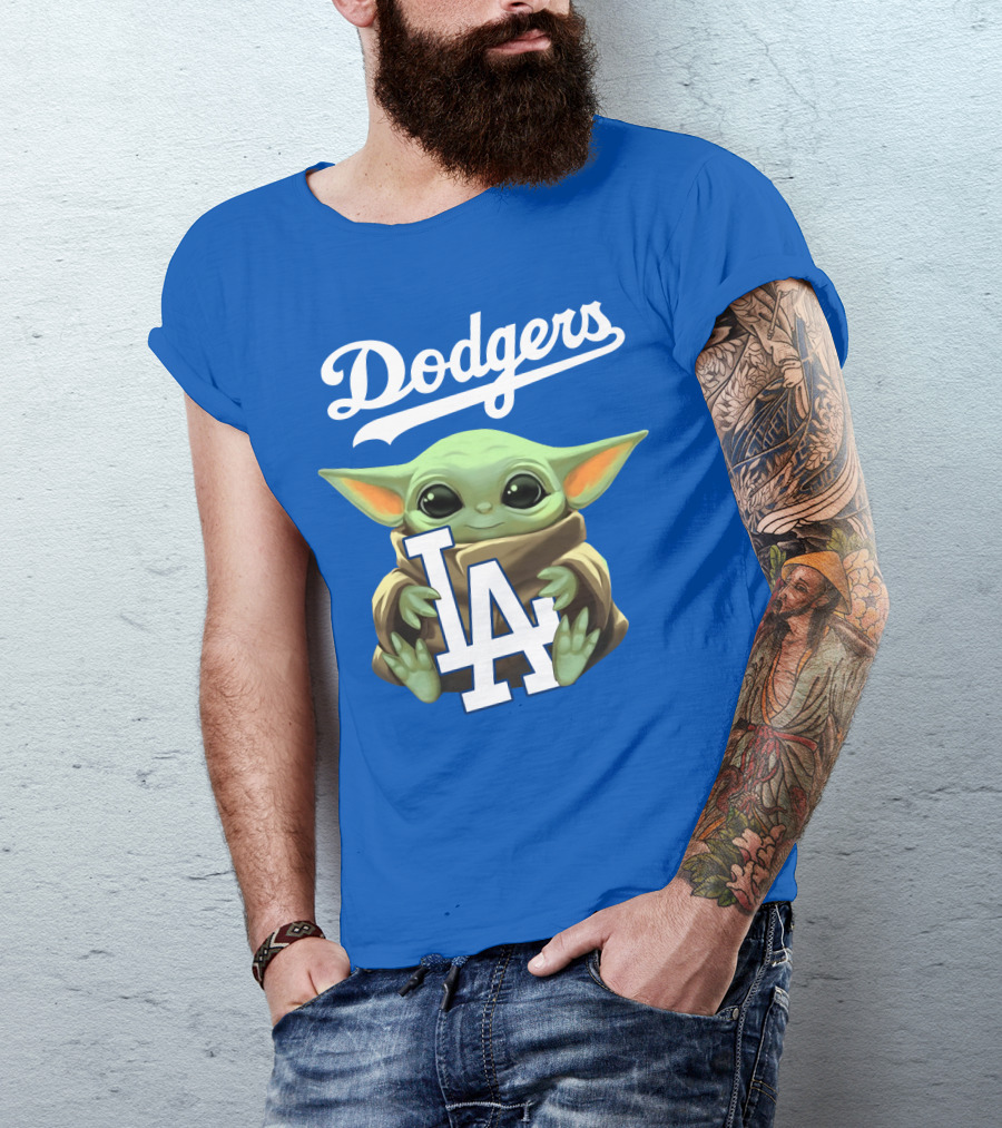 Dodgers Baby Yoda Holding La Team T-Shirt
