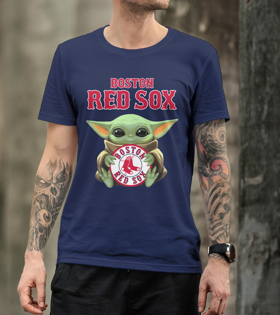 Boston Red Sox Baby Yoda Holding Team T-Shirt