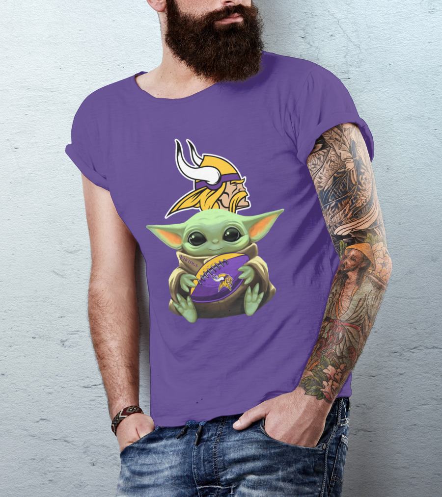 Babyyoda Minnesota Vikings Fan With Football T-Shirt