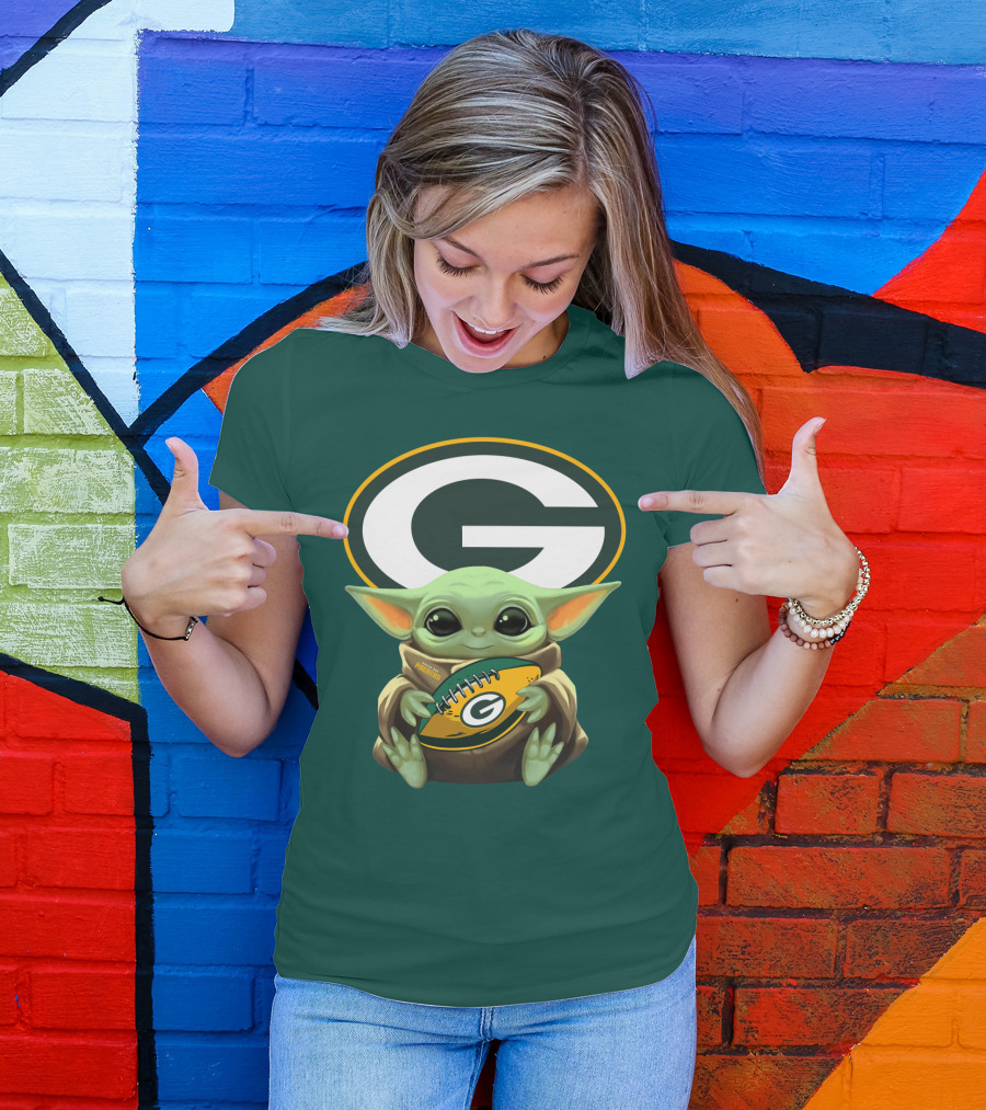 Baby Yoda Green Bay Packers Football Fan T-Shirt