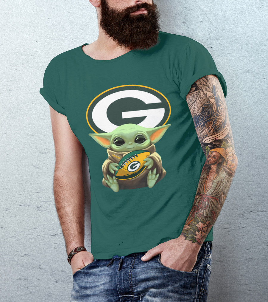 Baby Yoda Green Bay Packers Football Fan T-Shirt