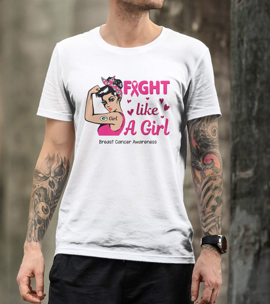 Fight Like A Girl Breast Cancer Awareness Green Bay Packers T-Shirt