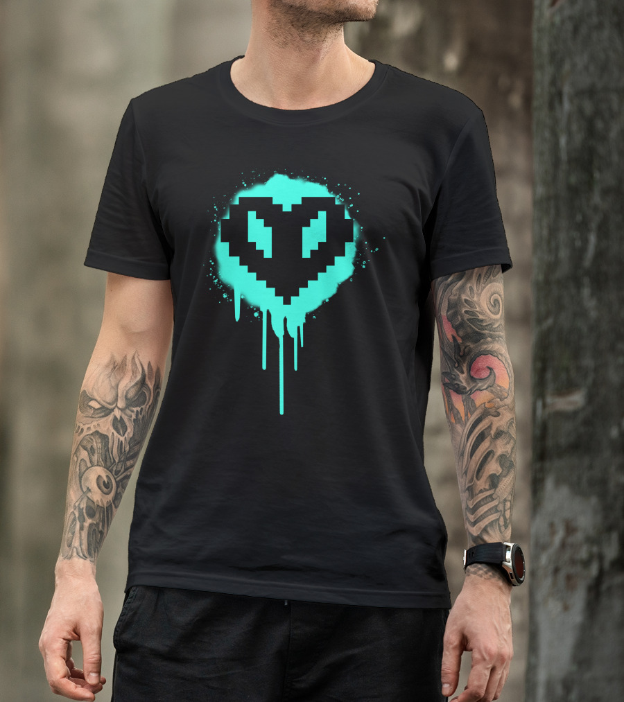 Dream SMP Members Neon Pixel Heart Drip T-Shirt
