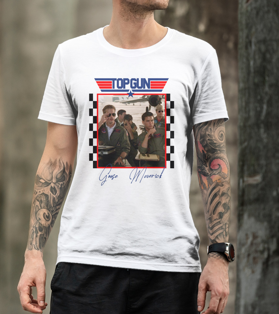 Top Gun Goose Maverick Classic Aviation Icons In Signature Flight Gear T-Shirt
