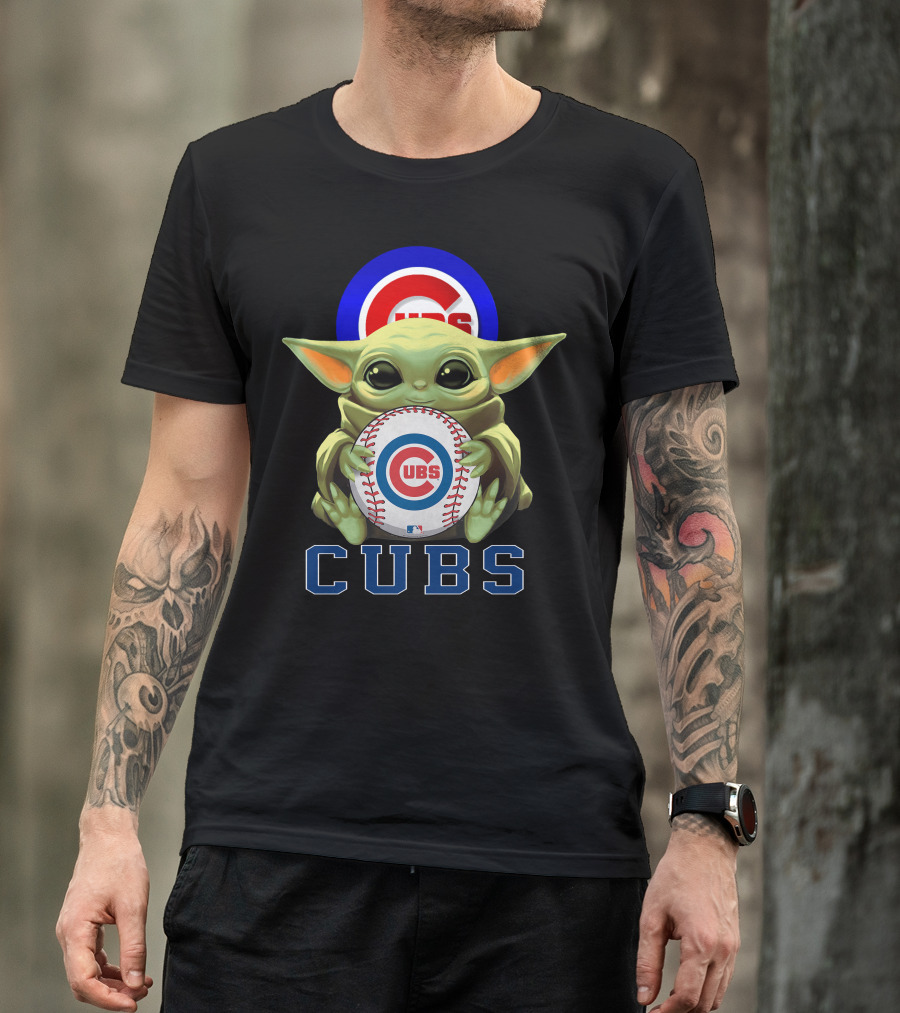Cubs Baseball Star Wars Yoda Holding Mlb T-Shirt